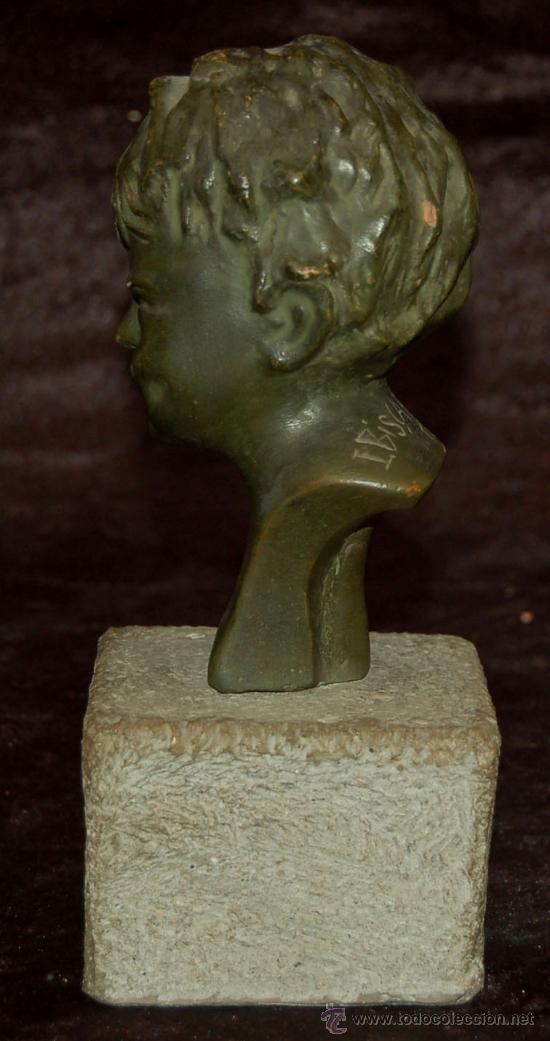 Arte: Busto de niño en terracota patinada. Aproximadamente años 30-40s. Firmado Biscarri Cuyàs (catalan). - Foto 2 - 26529144